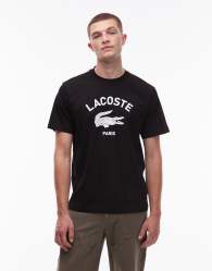 Lacoste croc logo t-shirt in black