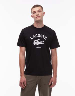 Lacoste croc logo t-shirt in black