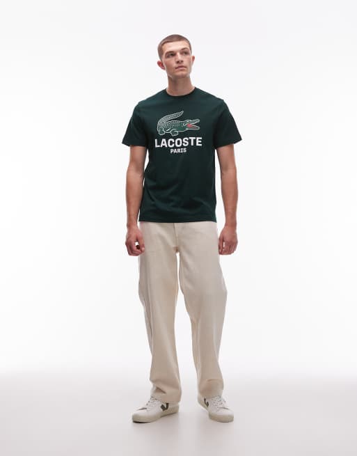 Tシャツ・カットソー Lacoste Dark Green Polyester T-Shirt Lacoste - Dark green T-shirt with 
