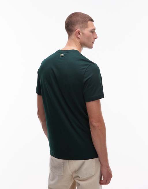 Lacoste croc logo t-shirt in dark green | ASOS