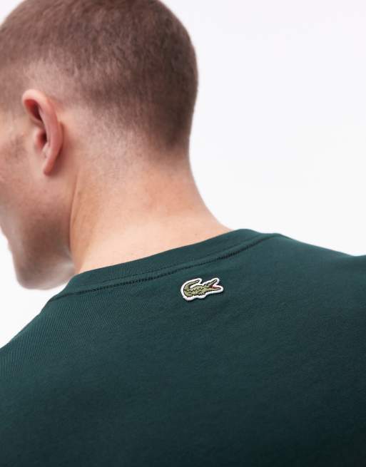 Lacoste croc logo t-shirt in dark green | ASOS