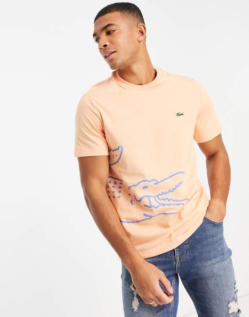 Lacoste Croc Logo T Shirt In Peach Faoswalim