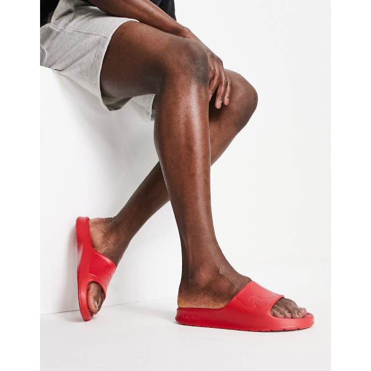 Lacoste new arrivals red slides
