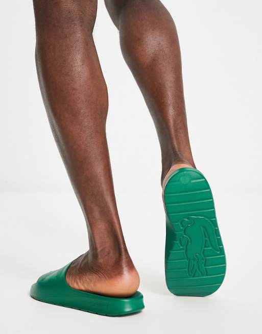 Lacoste Croco 2.0 colourblock sliders in green ASOS