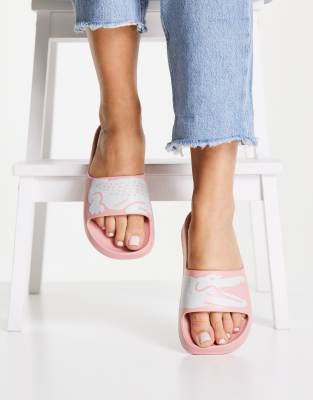 pink lacoste slides