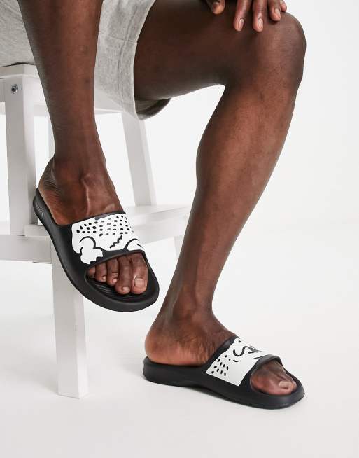 Lacoste croco 2.0 sliders in black ASOS