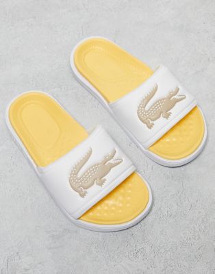 Lacoste Croco dualiste padded slides in white - ASOS Price Checker