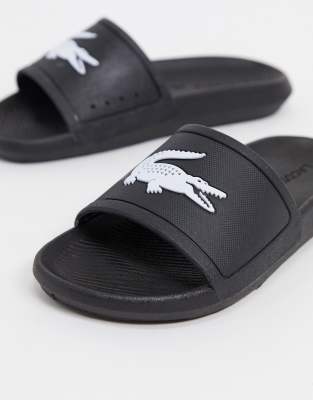 lacoste slides black and white