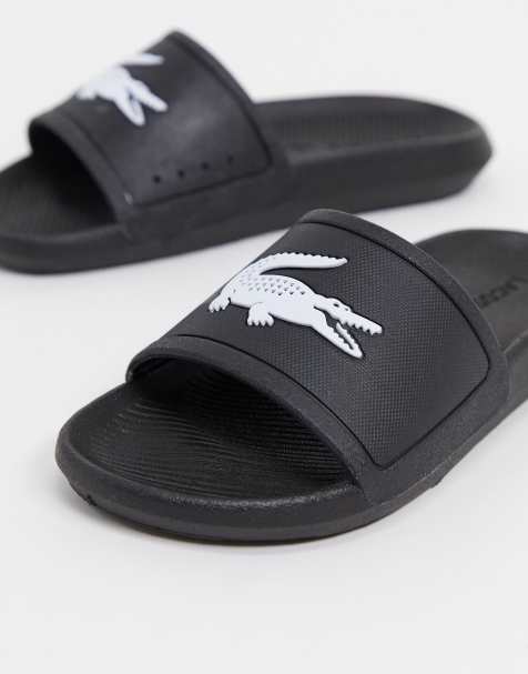Lacoste Croco logo slides in black and white - view 1