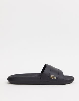 black lacoste sliders