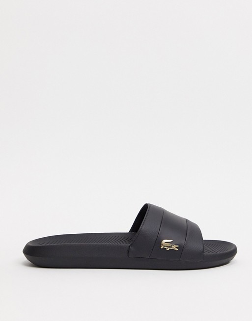 Lacoste croco sliders black with gold croc