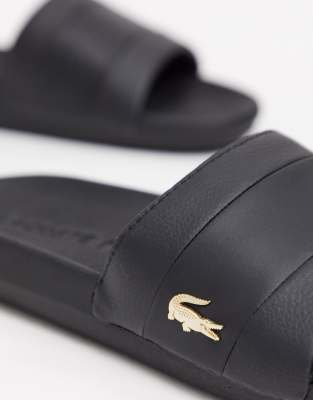 black lacoste sliders