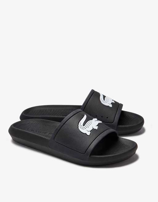 Lacoste croco sliders in black