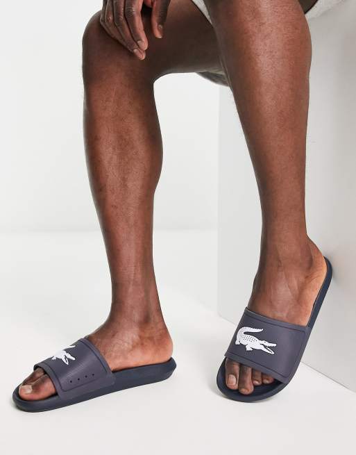 Lacoste croco sliders in navy