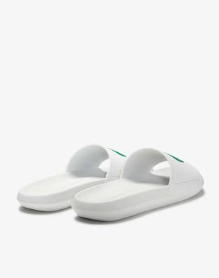 white lacoste sliders