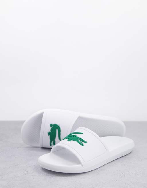 Lacoste Croco sliders in white ASOS