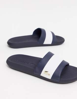 Lacoste croco sliders navy with gold 