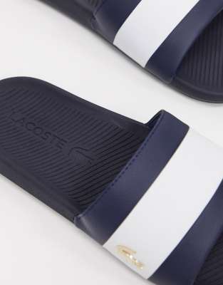 lacoste croco sliders navy with gold croc