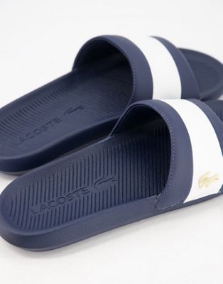 Lacoste croco sliders navy with gold 