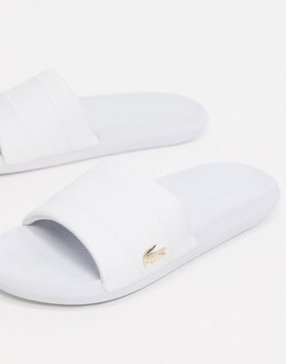 Lacoste croco sliders white with gold 