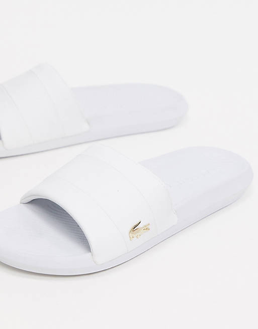 Gifts Lacoste croco sliders white with gold croc 