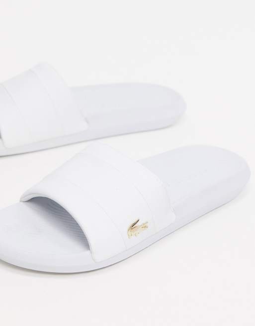 White and gold lacoste on sale slides