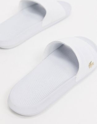 lacoste croco sliders white with gold croc