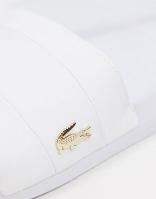 lacoste croco sliders white with gold croc