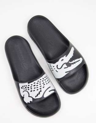 LACOSTE CROCO SLIDES 2.0 IN BLACK,741CMA0010312