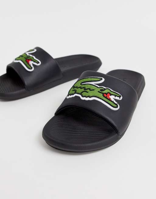  Lacoste  croco slides  with large logo in black  ASOS