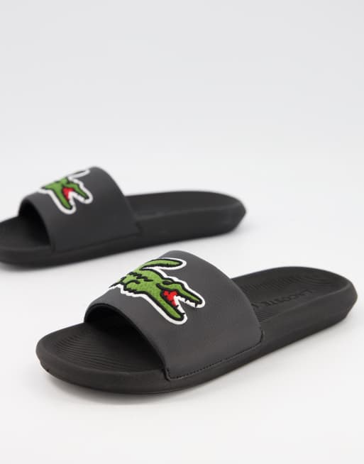 Lacoste croco slide discount black