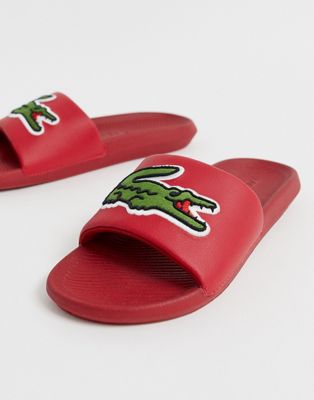 Lacoste Croco slides with large logo in 