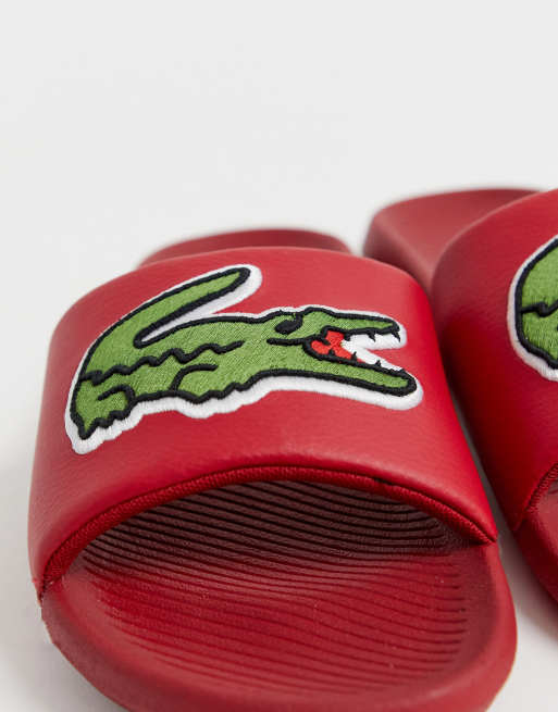 Red cheap lacoste slides