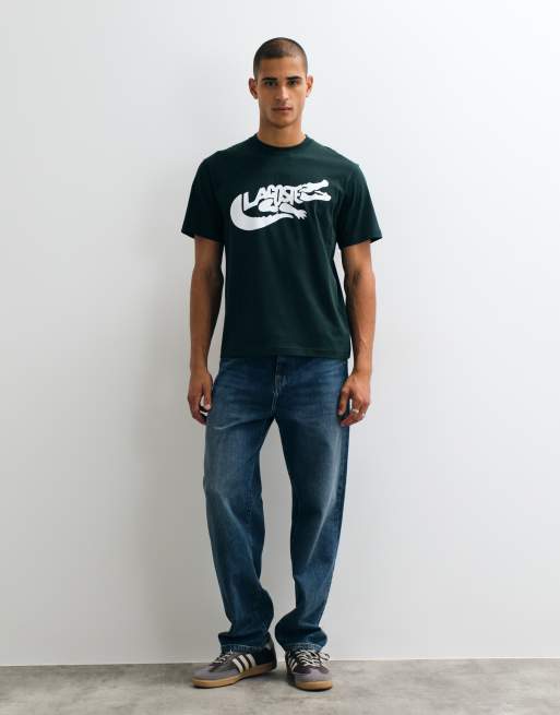 Lacoste crocodile logo graphic t-shirt in green, 5 of 5