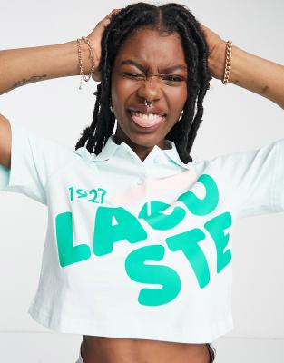 Lacoste crop polo top in mint - Click1Get2 Cyber Monday