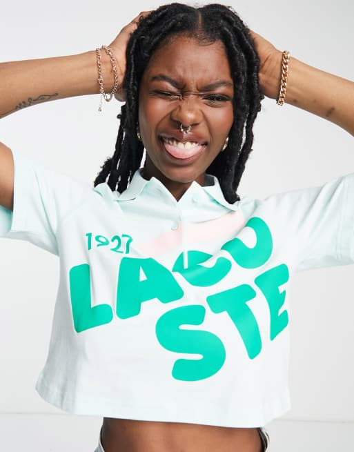 Lacoste crop polo top in mint ASOS