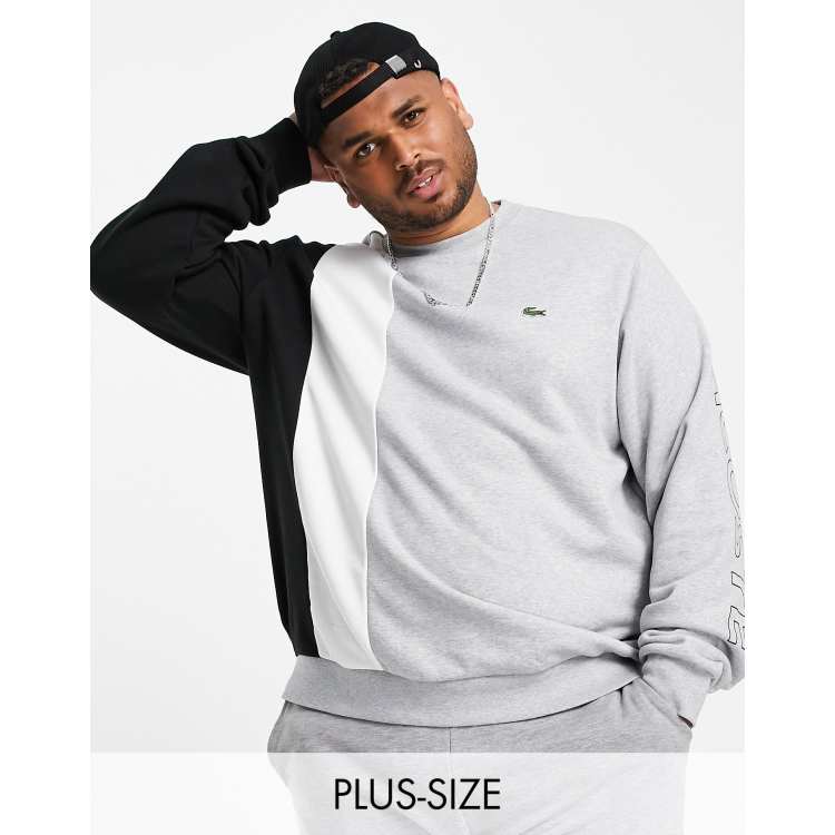 Lacoste cut sew side panel sweatshirt in gray and black ASOS