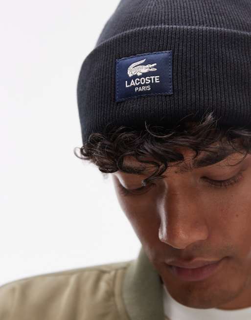 Lacoste – Czarna czapka beanie z naszywką z logo, 2 z 3