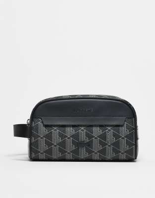 Lacoste – Czarna kosmetyczka we wzór z monogramem - view 1