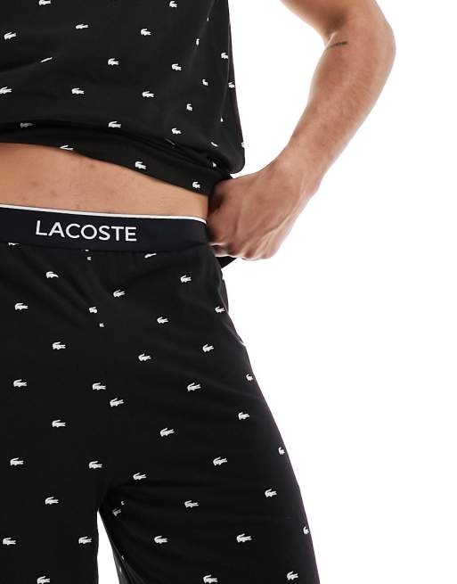 Lacoste – Czarna piżama z kontrastową gumą z logo, 3 z 4