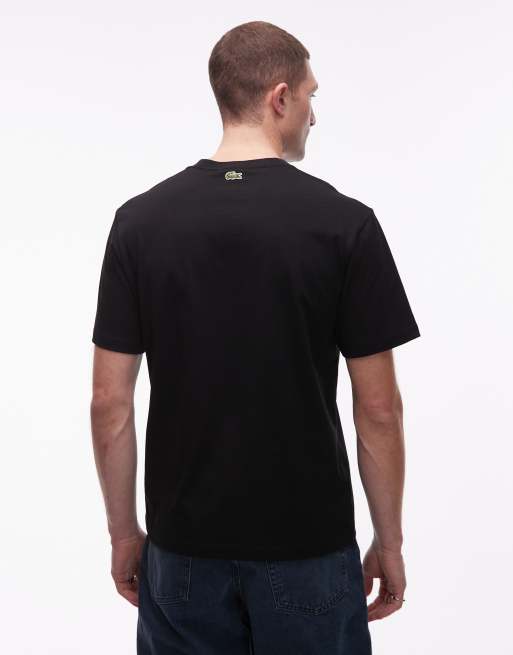 Lacoste – Czarny T-shirt z grafiką krokodyla na piersi, 3 z 5