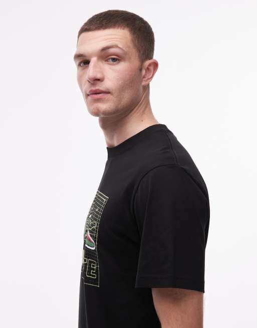 Lacoste – Czarny T-shirt z grafiką krokodyla na piersi, 4 z 5