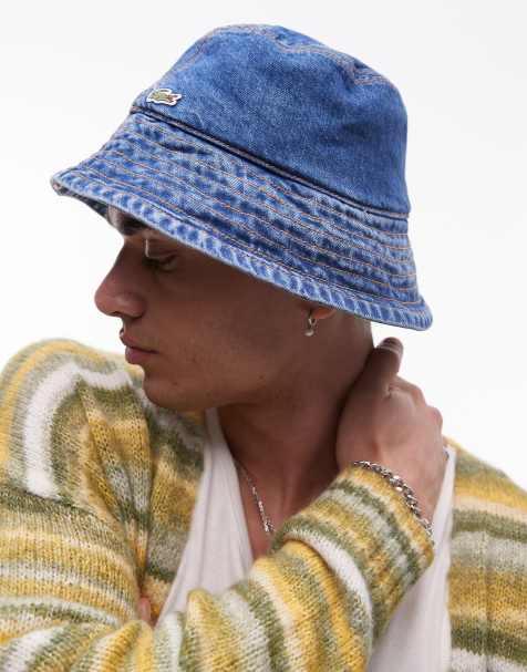 Lacoste denim bucket hat in midwash blue - view 1