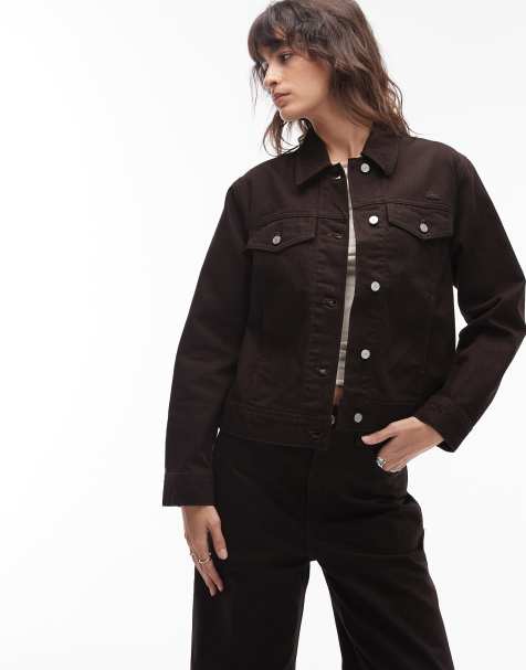 Lacoste denim jacket co-ord in brown