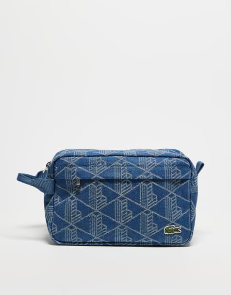 Lacoste – Denim-Kulturbeutel mit Monogramm-Muster - view 1