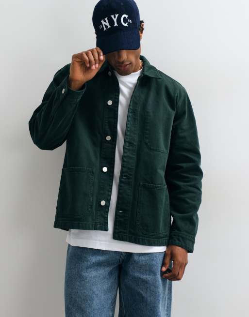 Lacoste denim overshirt in green, 4 of 5