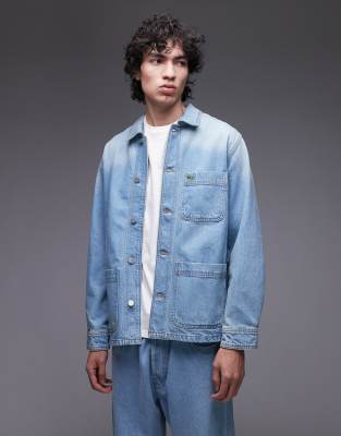 denim overshirt in light wash-Blue