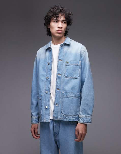 Lacoste denim overshirt in light wash - view 1