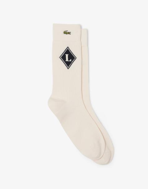 Lacoste diamond logo tube socks in beige - view 1