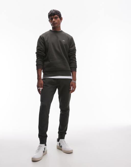 Lacoste – Dopasowane spodnie dresowe z logo w kolorze khaki 